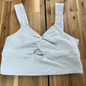 Madewell XL White Textured Twist Front Crop Tank Top